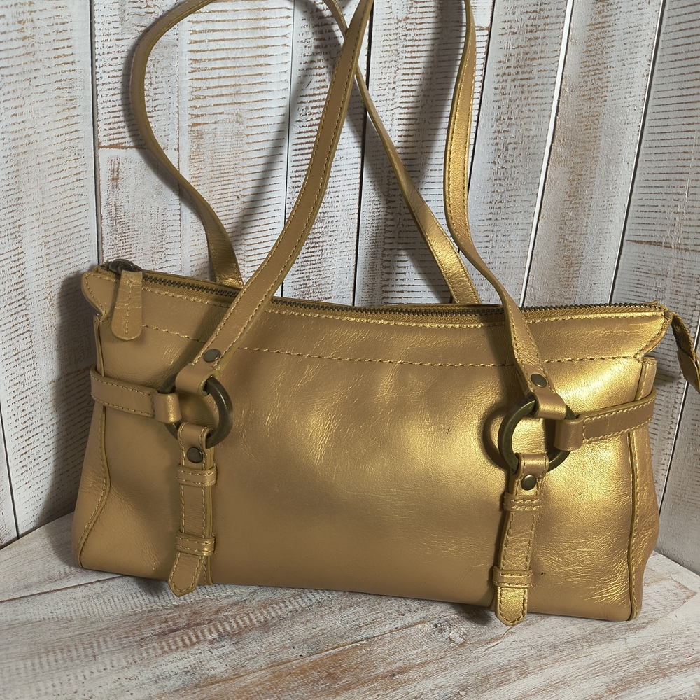 Talbots Metallic Gold Leather Clutch
